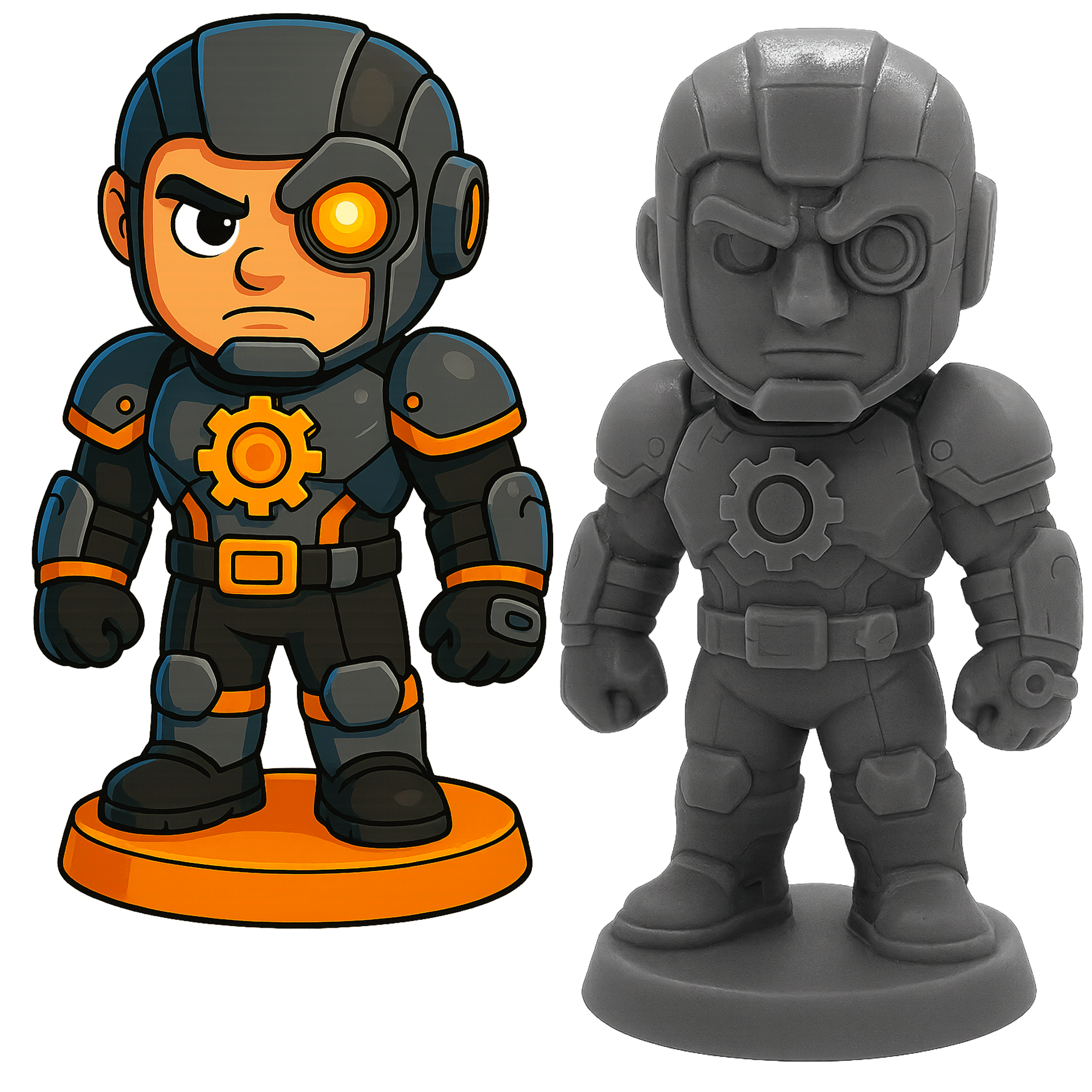 Commander Gearnox – Figurine Héro Androïde Ingénieur | Impression 3D résine