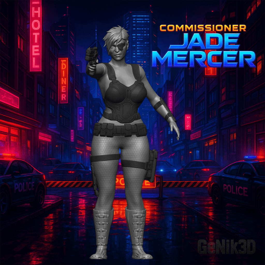 Commissioner Jade Mercer – STL Figurine Cyberpunk – Impression 3D