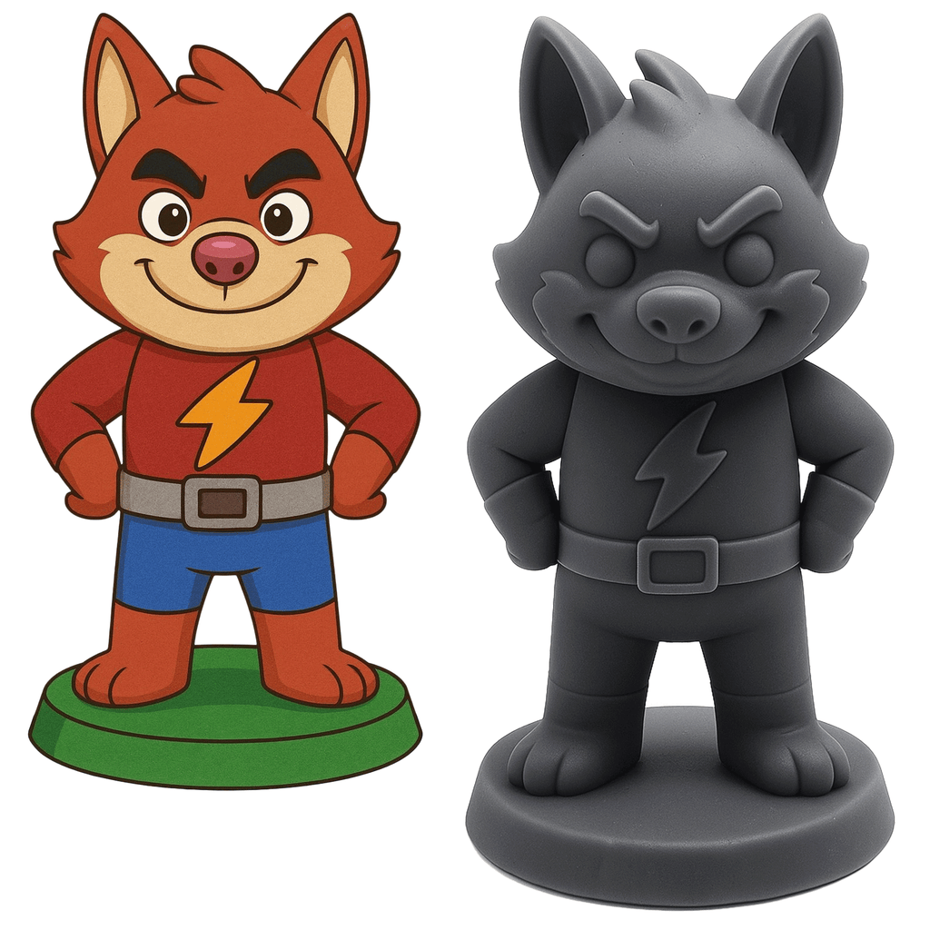 FoxBolt – Figurine super-héro électrique | Impression 3D résine