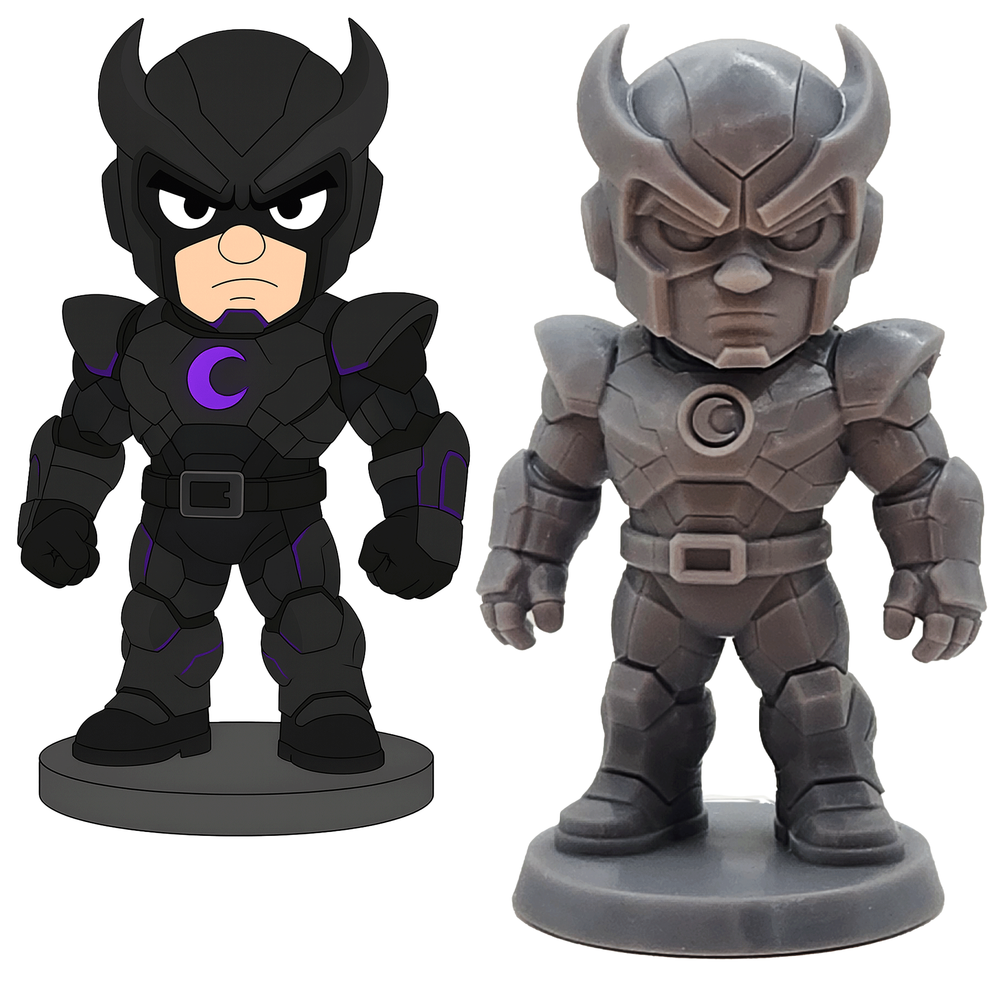 Iron Night – Figurine Vilain Lunaire | Impression 3D résine