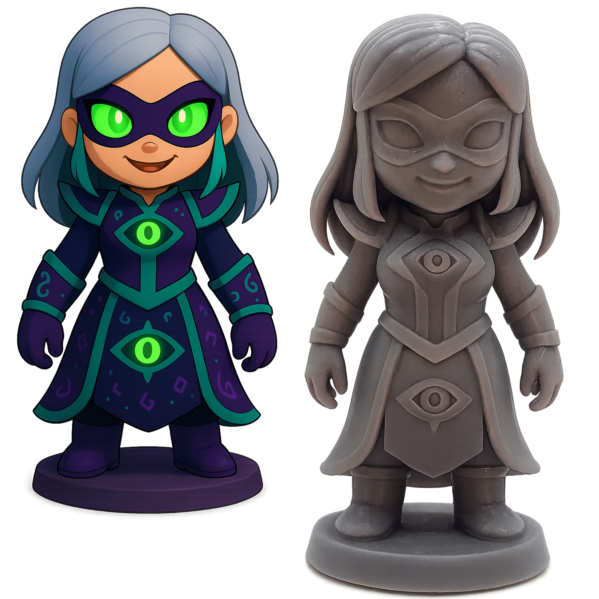 Lunerya – Figurine Gardienne Mystique | Impression 3D résine